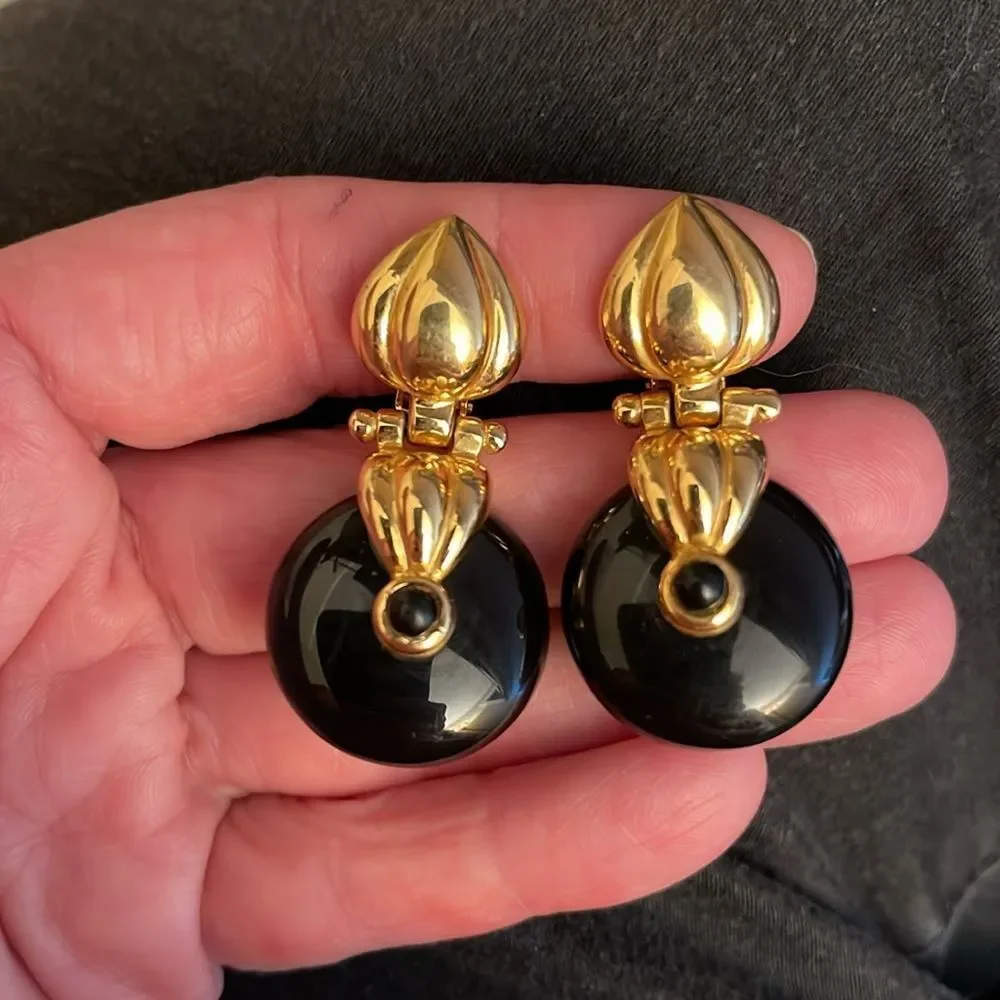 Joan Rivers Interchangeable Door Knocker Earrings Disc Drop Dangle Clip Ons